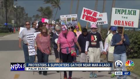 Protesters and supporters gather near Mar-a-Lago