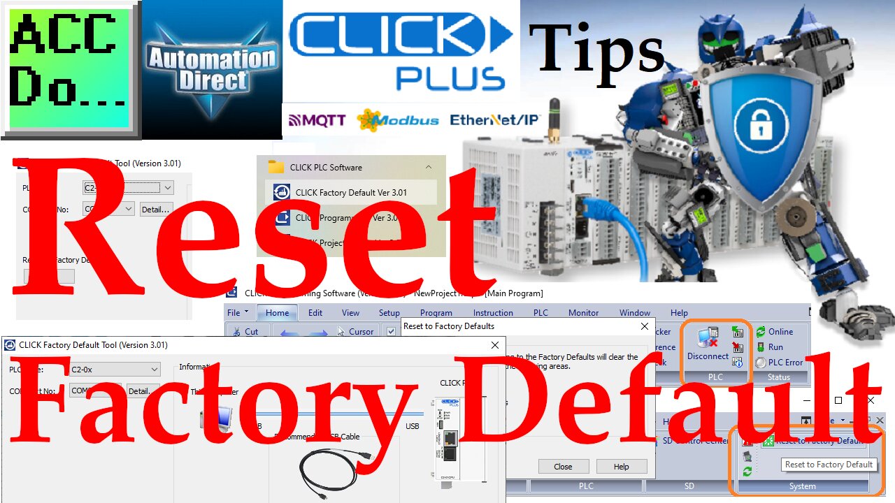 Click PLC Reset Factory Default