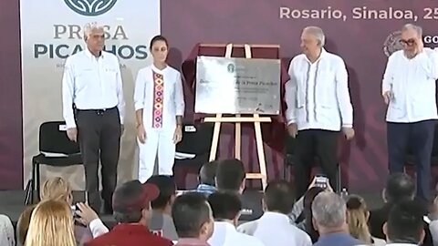 AMLO y Sheinbaum presiden la inauguración del distrito de riego de la presa 'Picachos'