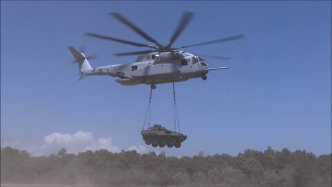 CH-53K King Stallion Easily Lifts Armored Vehicle