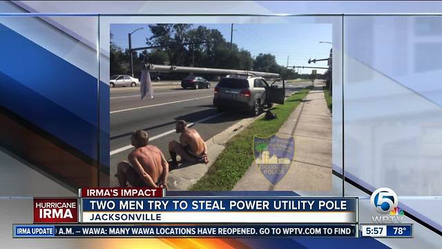 Florida men caught with stolen power pole strapped to SUV