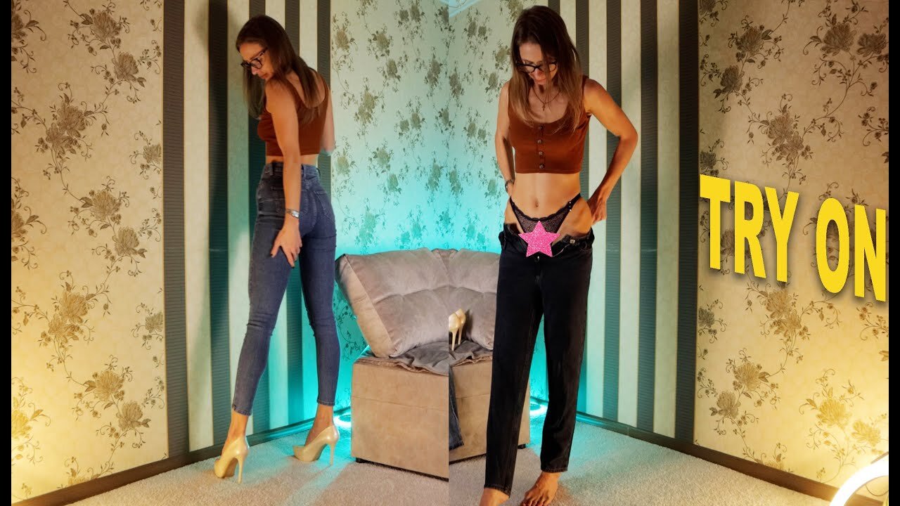 💘 [4K] Try on haul jeans with Tina girl.