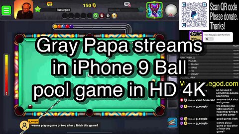 Gray Papa streams in iPhone 9 Ball pool game in HD 4K 🎱🎱🎱 8 Ball Pool 🎱🎱🎱