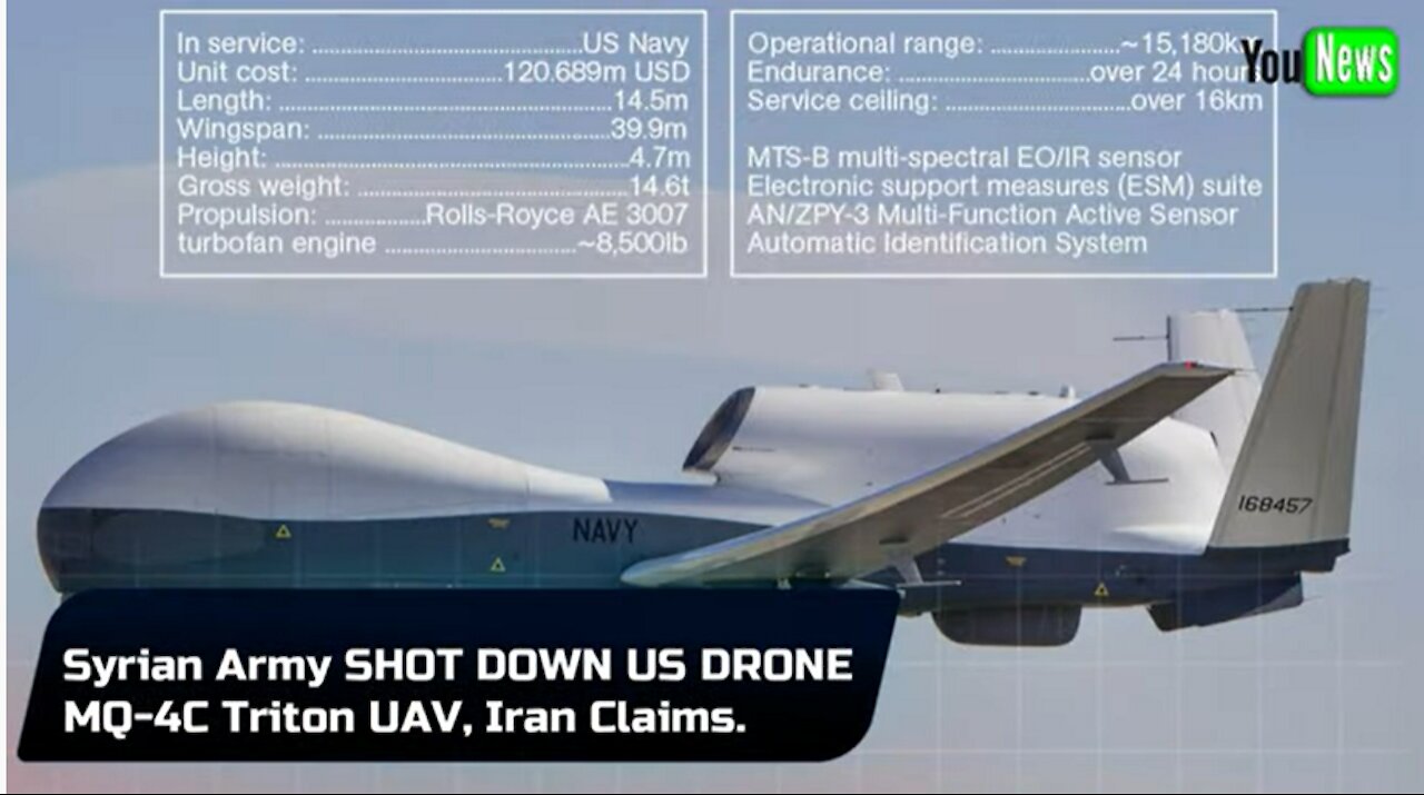 Syrian Army SHOT DOWN US DRONE MQ-4C Triton UAV.