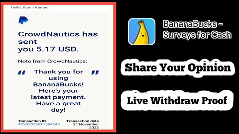 Bananasbucks App Live Withdraw Proof ! New PayPal Earning App 2022 !