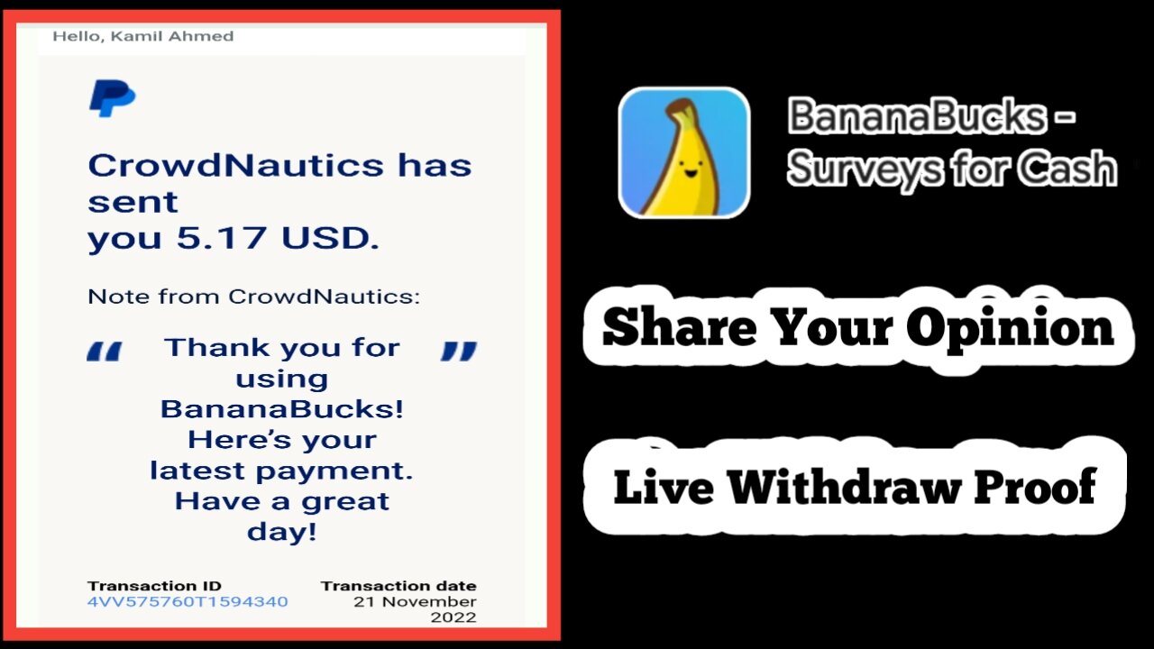 Bananasbucks App Live Withdraw Proof ! New PayPal Earning App 2022 !