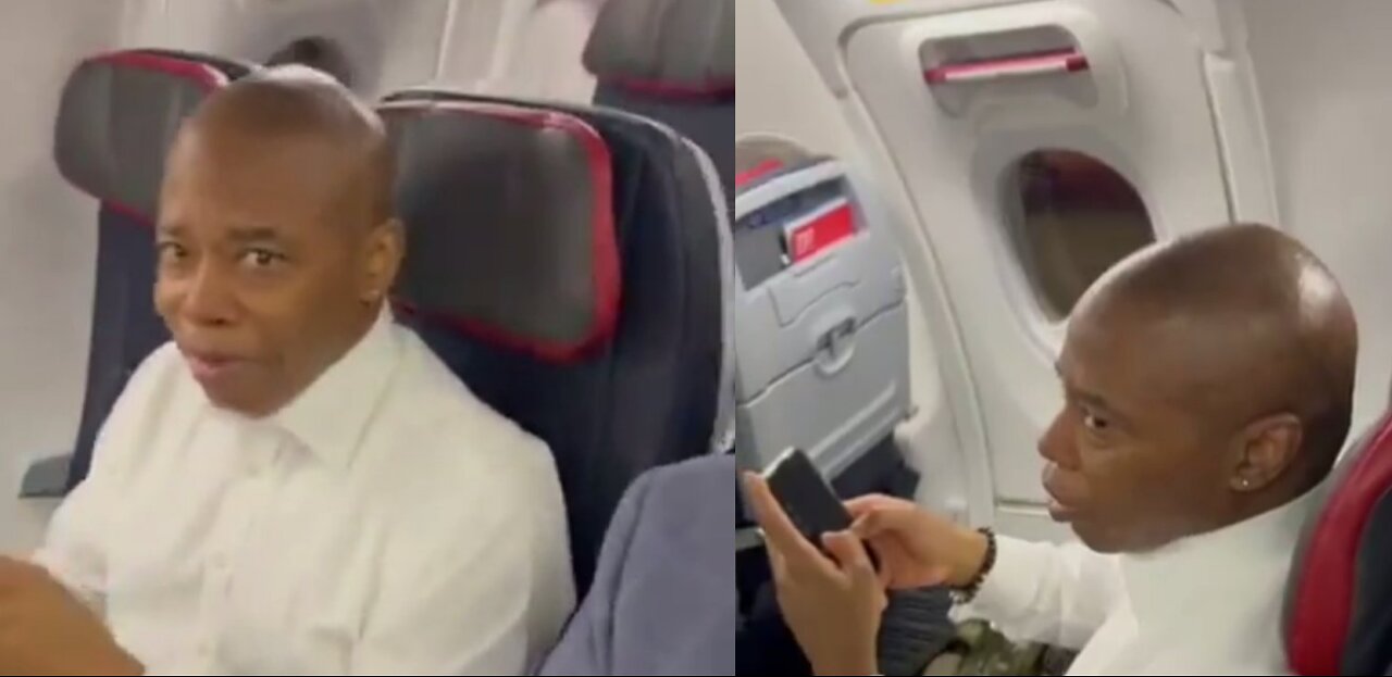 Mayor Eric Adams Confronted By Protester On Airplane