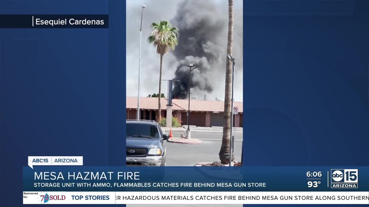 Storage unit containing ammo catches fire behind Mesa gun store