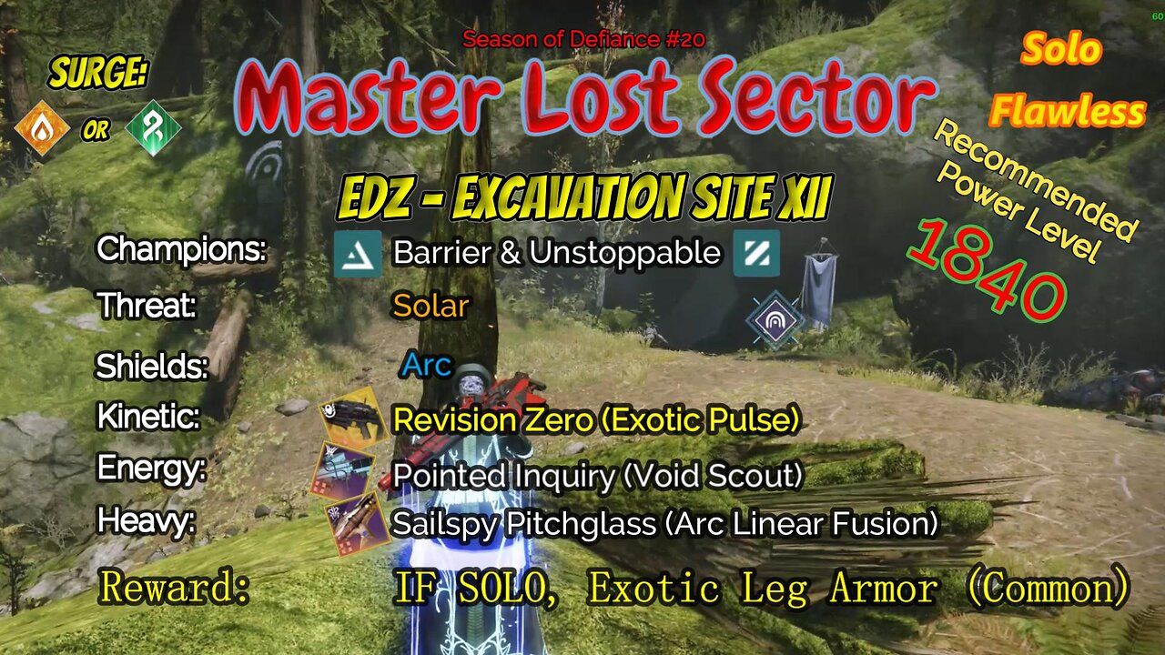Destiny 2 Master Lost Sector: EDZ - Excavation Site XII on my Void Hunter Solo-Flawless 5-8-23