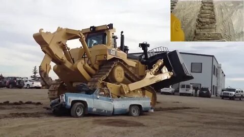 Caterpillar D11T Bulldozer Car Crush #shorts #cars #cartok #cleancar #supercar