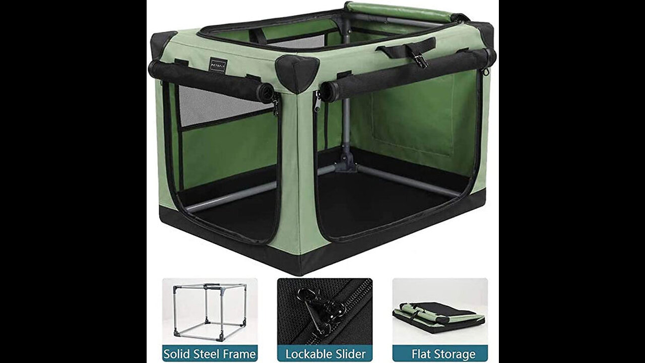 Review Petsfit Portable Dog Crate, Arch Design Escape Proof Collapsible Soft Sided Dog Crate Do...