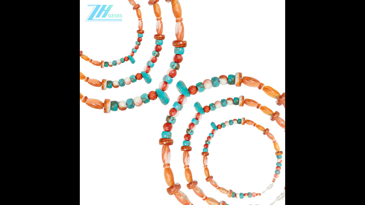 Natural turquoise spiny oyster handmade necklace Statement choker Beaded Gemstone01