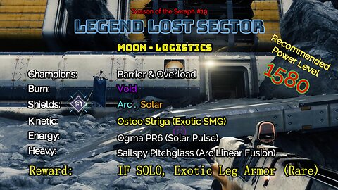 Destiny 2 Legend Lost Sector: Moon - K1 Logistics on my Warlock 2-21-23