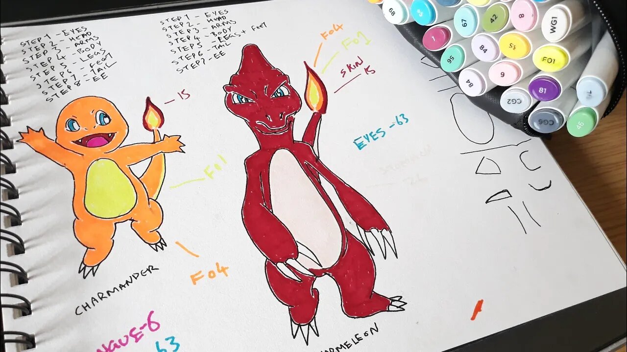 How To Draw Pokemon Charmander & Charmeleon Step By Step Easy