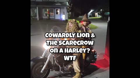 Cowardly lion on a Harley hurts tail