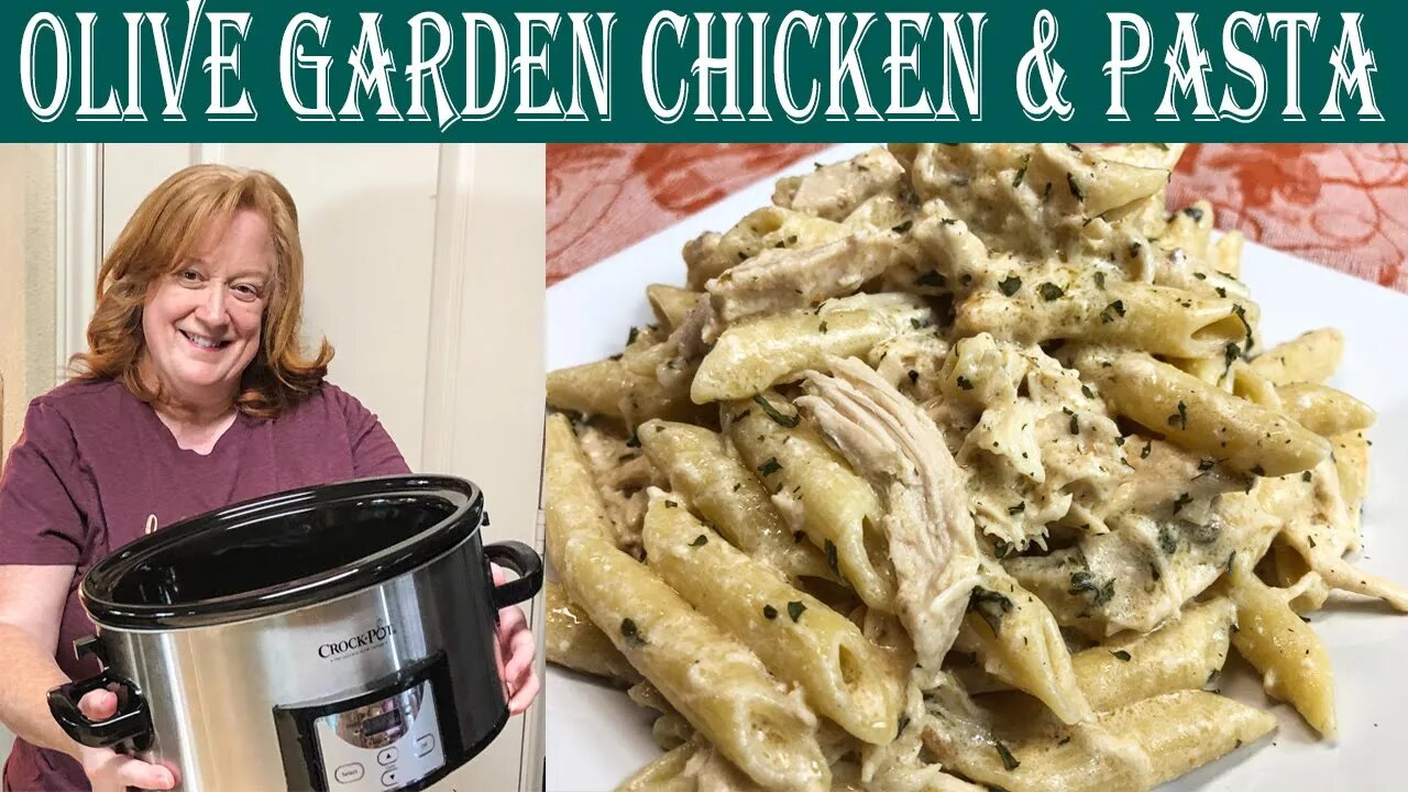 CROCKPOT OLIVE GARDEN CHICKEN & PASTA | Easy Slow Cooker Dinner Idea