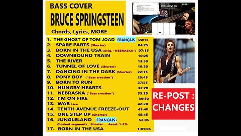 Bass cover BRUCE SPRINGSTEEN Best of __ Chords, Lyrics, MORE