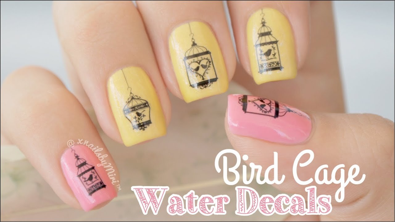 Bird Cage Nail Art _ using decals from www.shopkeeki.com