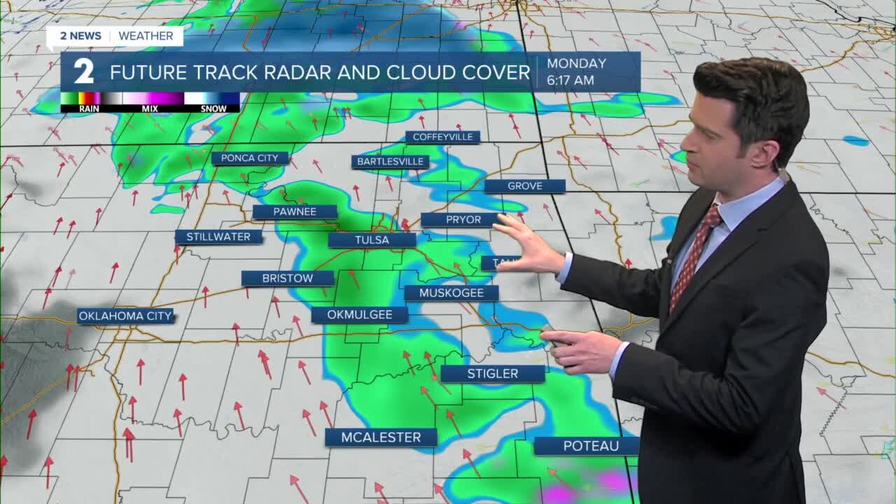 Arctic front with snow chances