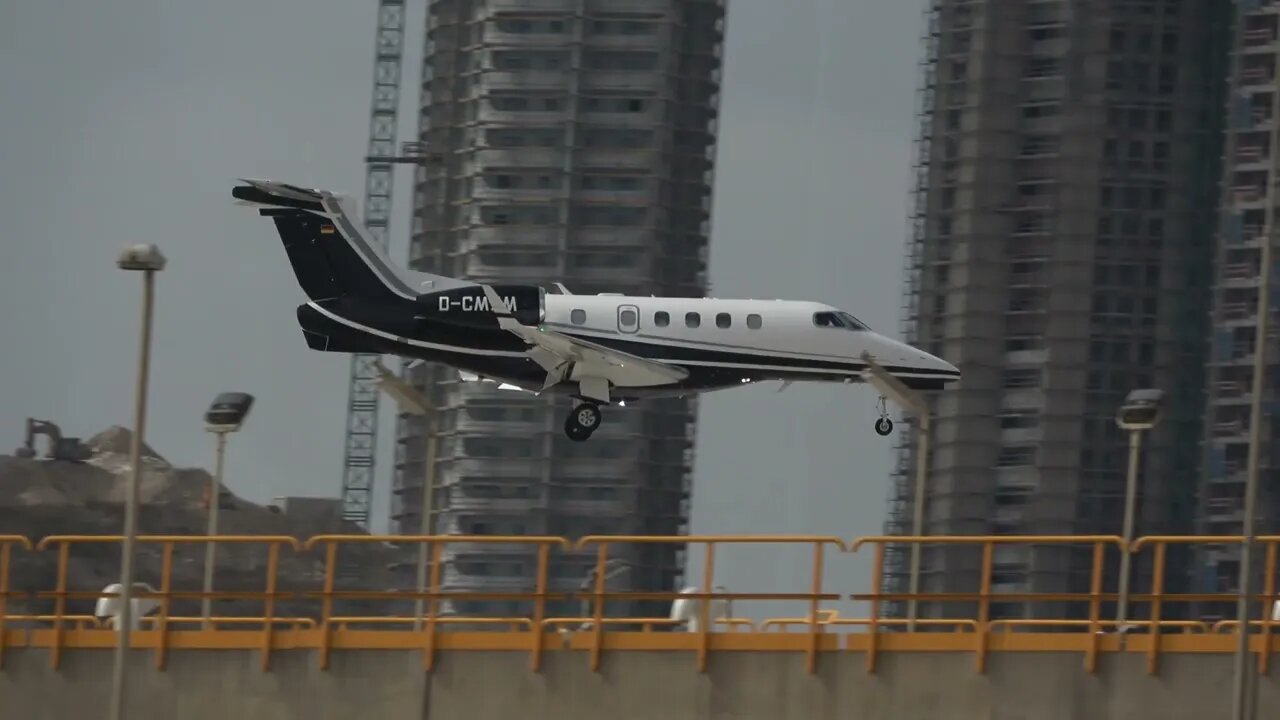 Embraer Phenom 300 Landing at Gibraltar PLANE SPOTTING GIBRALTAR, Extreme Airport, 4K