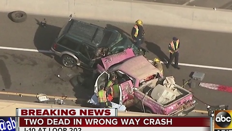 Two dead after wrong-way driver crashes into truck head-on