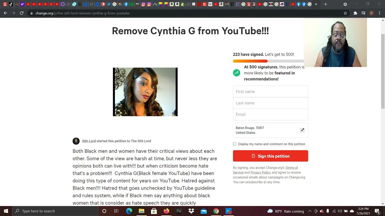Remove Cynthia G. From YouTube PERMANANTLY!!!