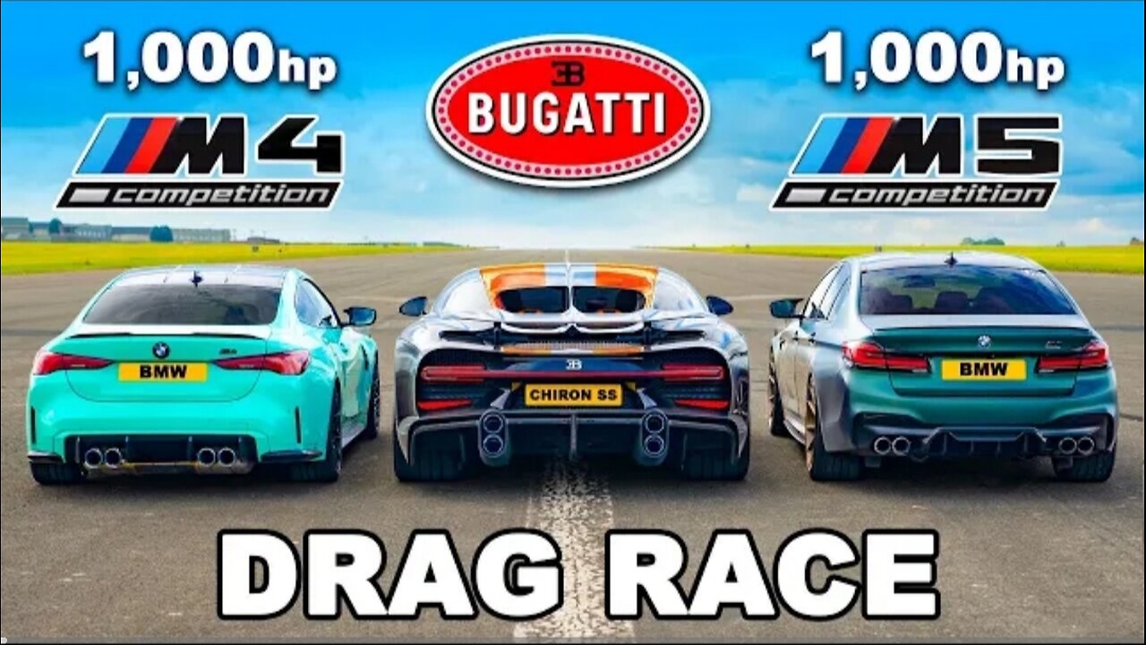 Bugatti Chiron Super Sport v 1,000hp BMW M4 and M5: DRAG RACE