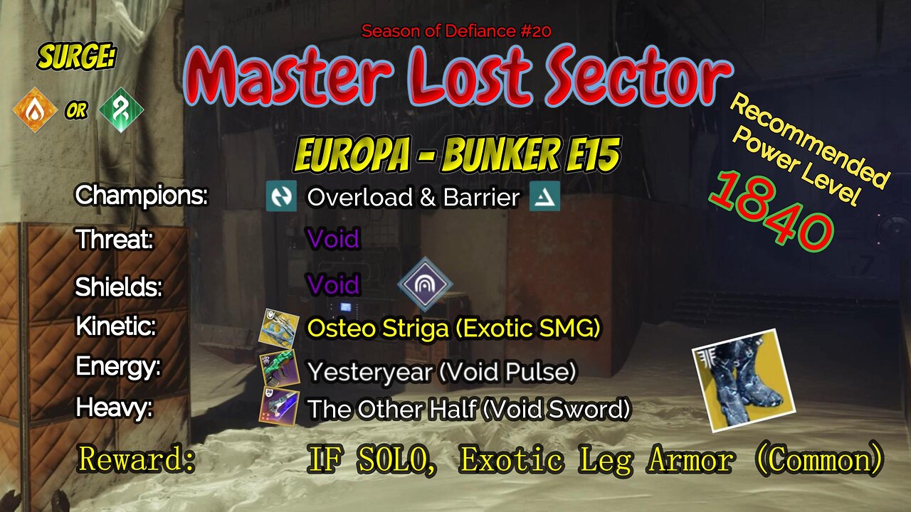 Destiny 2 Master Lost Sector: Europa - Bunker E15 on my Titan 4-22-23