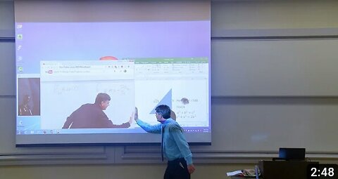 Maths professor fixes projector screen (April Fools Prank