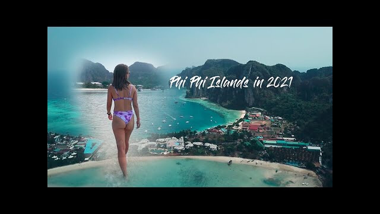 4K Phi Phi island. Favorite island of young people from all over the world 🌴 Thailand 2023 🌴 [sub]