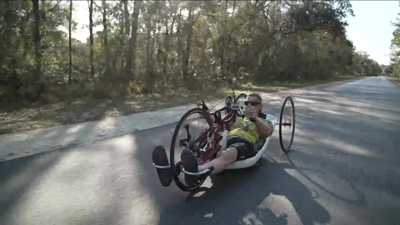 Injured Army Veteran hand-cycling through the ABC Action News Military Challenge