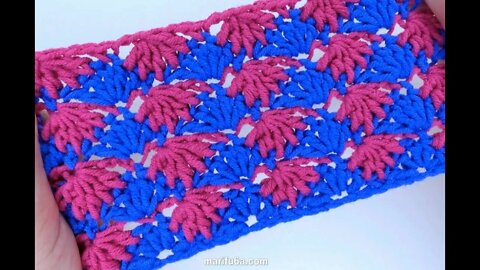 crochet two-color interlaced shells stitch free pattern