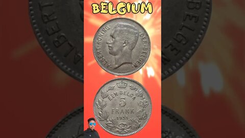 Belgium 5 Frank 1933.#shorts #education #coinnotesz
