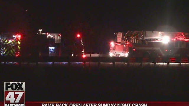 Ramp open after Sunday night crash