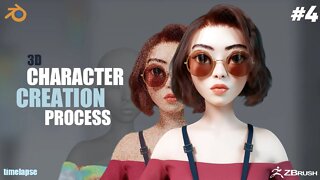 stylized character speedthrough | Part 4 | grooming | rendering| ZBrush |Blender