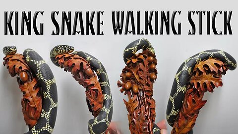 King Snake Walking Stick Wood Carving