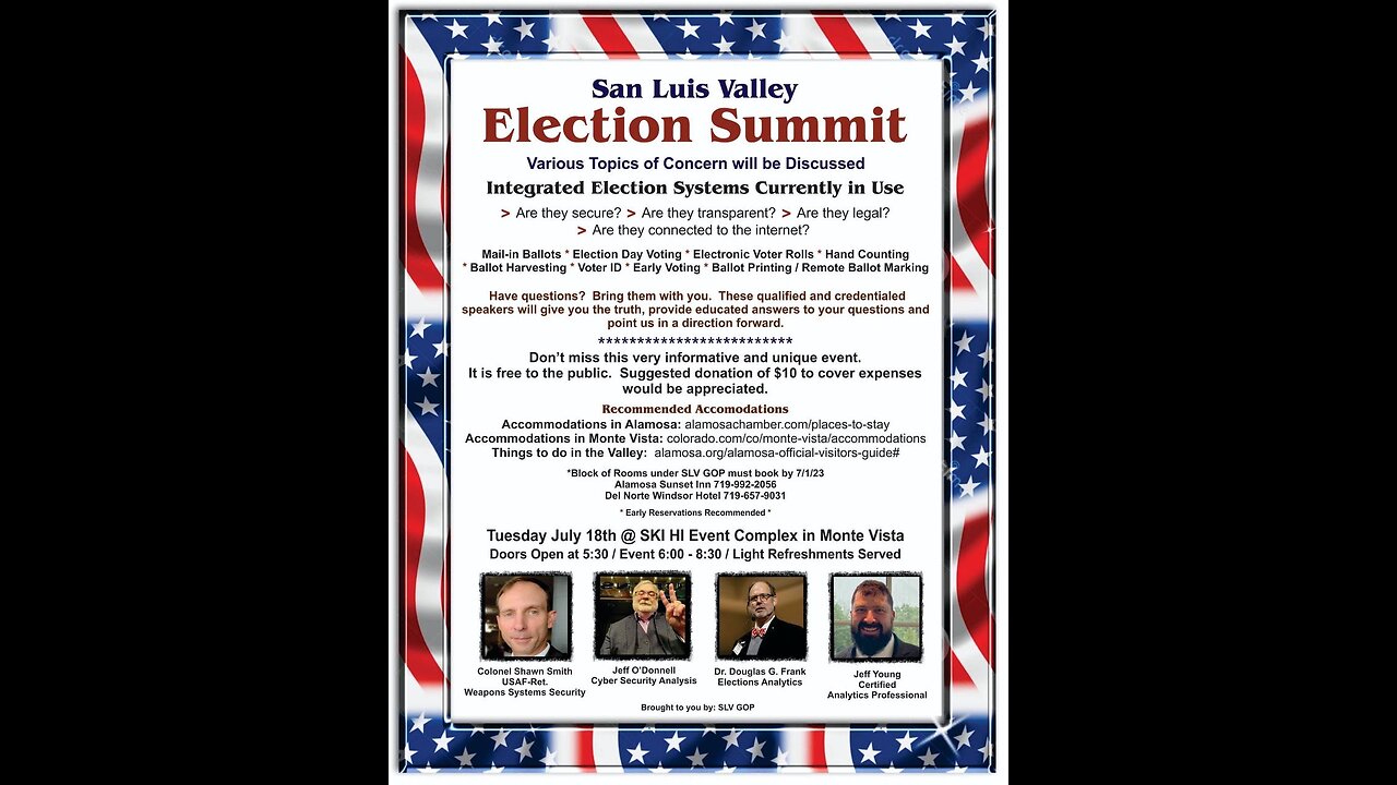 San Luis Valley, CO: Election Summit Livestream - 8pm ET