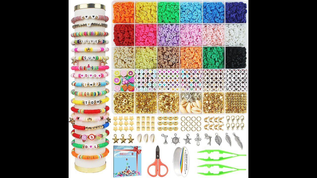 Redtwo 5100 Clay Beads Bracelet Making Kit,Girls Crafts for Girls