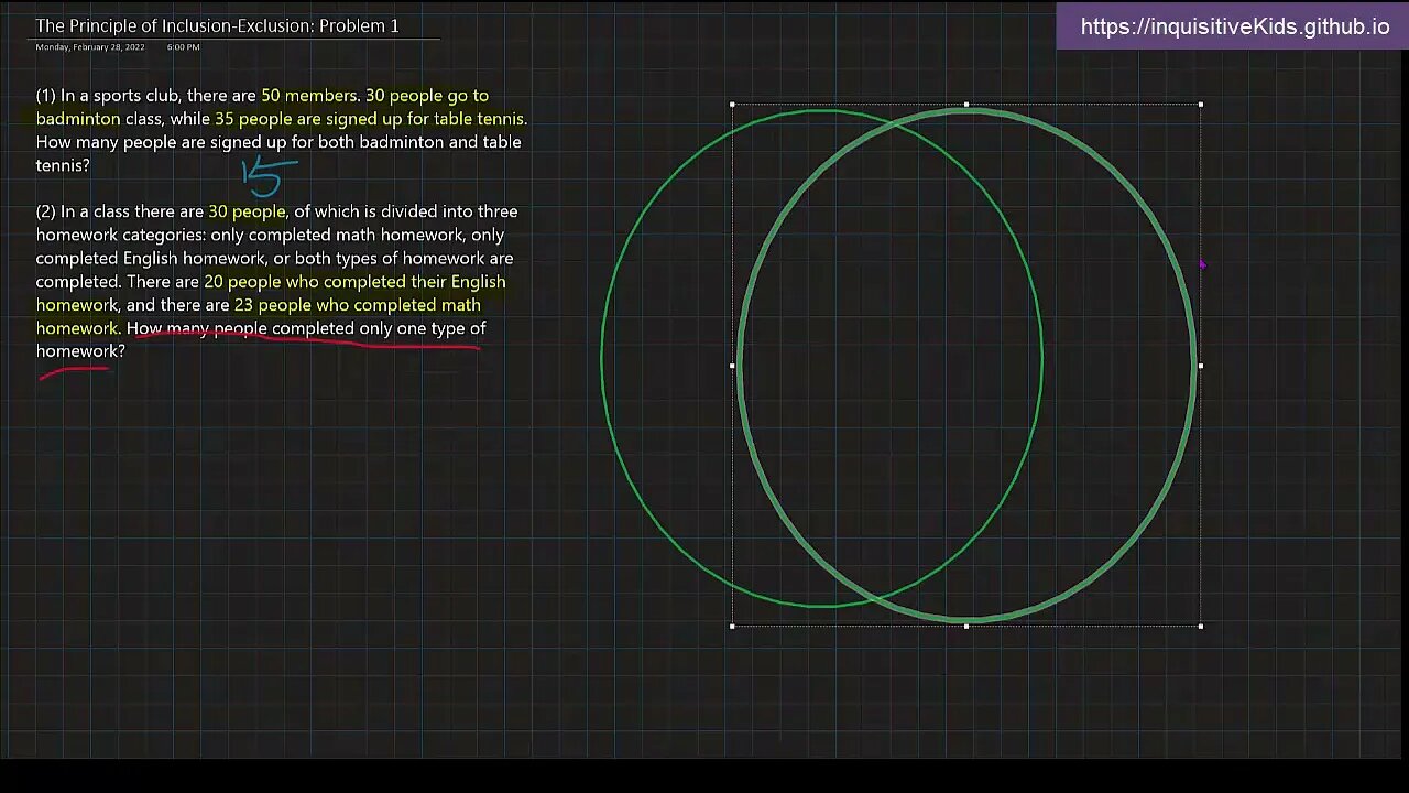 The Principle of Inclusion-Exclusion: Problem 1