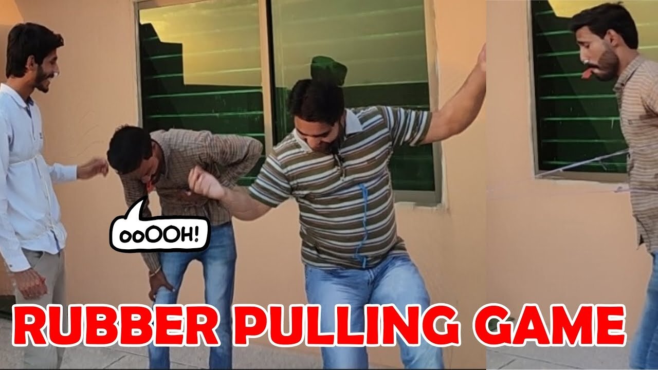 Rubber band pulling game with whistle | painful challenge |