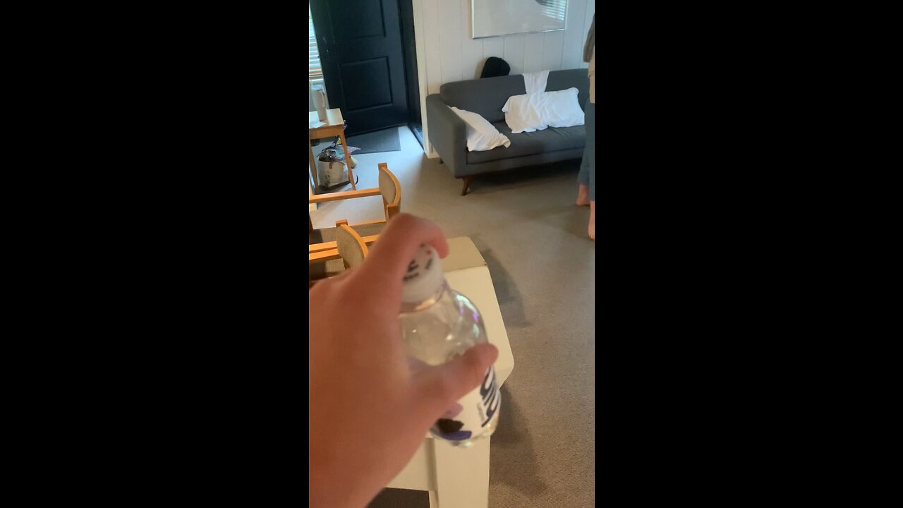 Perfect placement Bottle flip trick shot!