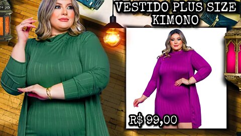 ✳️ VESTIDO PLUS SIZE COM KIMONO ROUPAS FEMININAS