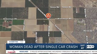 Woman dead after single car crash