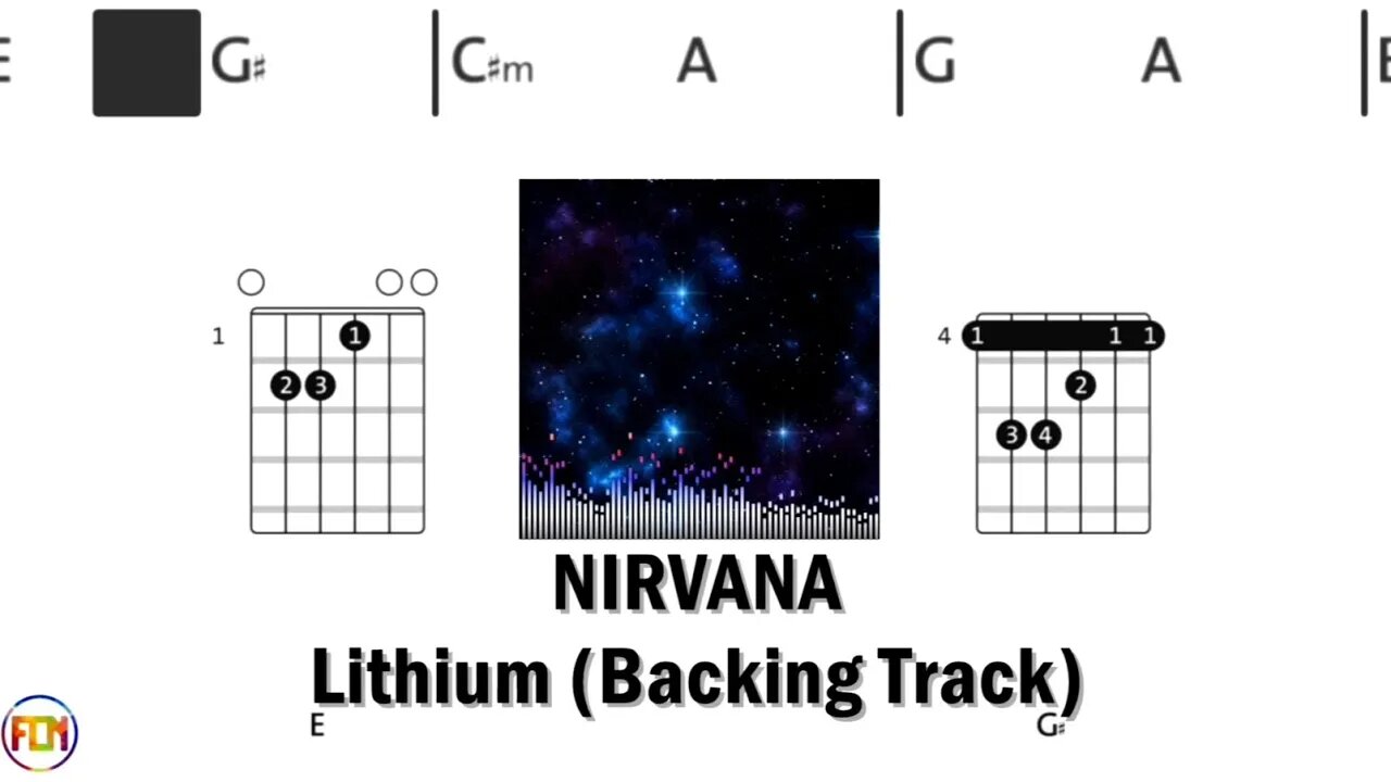 NIRVANA Lithium Backing Track FCN GUITAR CHORDS & LYRICS