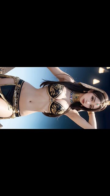 AI lady in Egypt doing bellydance in bikini lookbook