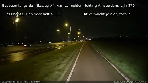 Fietster op busbaan A4, 's nachts om 03.20 uur