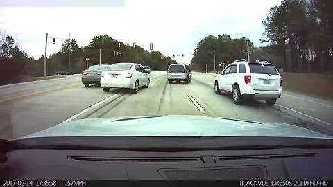 Near collision incident caught on dash cam