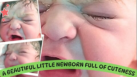 First moments of life: very beautiful newborn boy