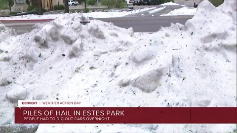 Evening storms dump rain across Colorado, big piles of hail in Estes Park