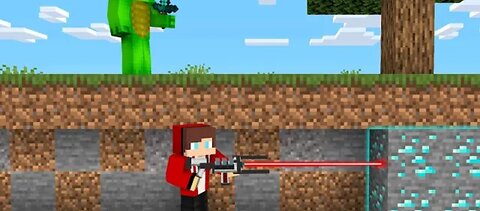 Laser Mining speedrunner vs Hunter in Minecraft